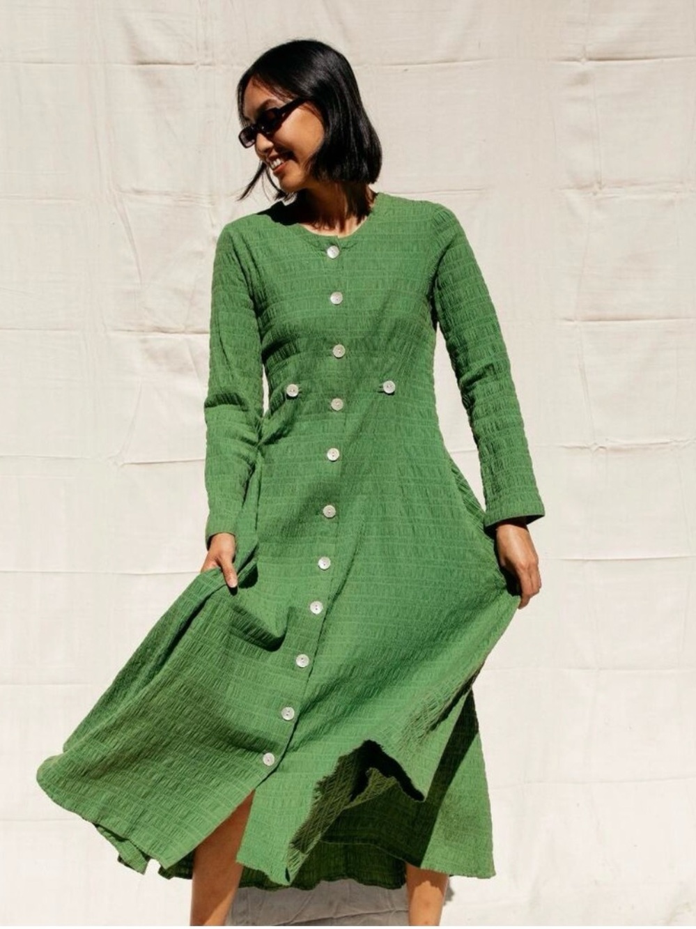 Nikki Chasen Green Baroness Dress - Size Small